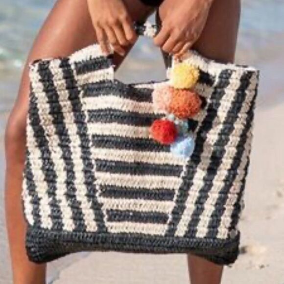 Billlabong Black and Cream Striped Tote Bag - Picture 5 of 5